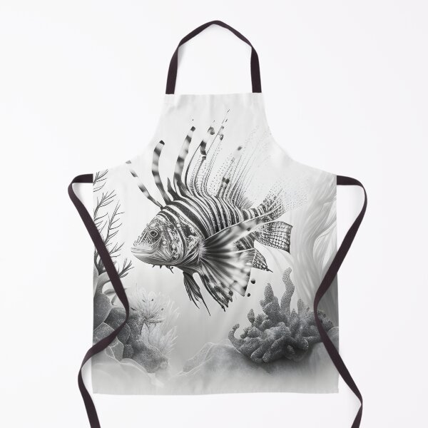 Item preview, Black and white lion fish pencil drawing designed and sold by Pencil-Art.