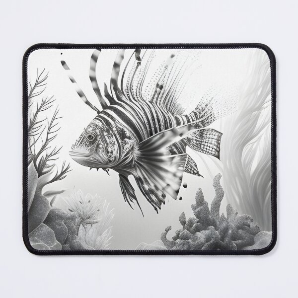 Item preview, Black and white lion fish pencil drawing designed and sold by Pencil-Art.