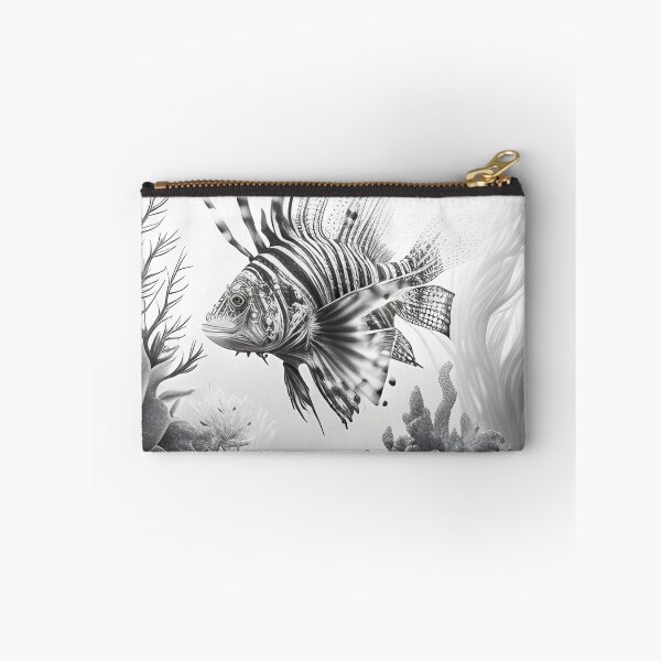 Item preview, Black and white lion fish pencil drawing designed and sold by Pencil-Art.