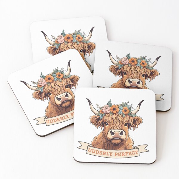 Item preview, Udderly Perfect Highland Cow with Flower Crown designed and sold by camrynangela.