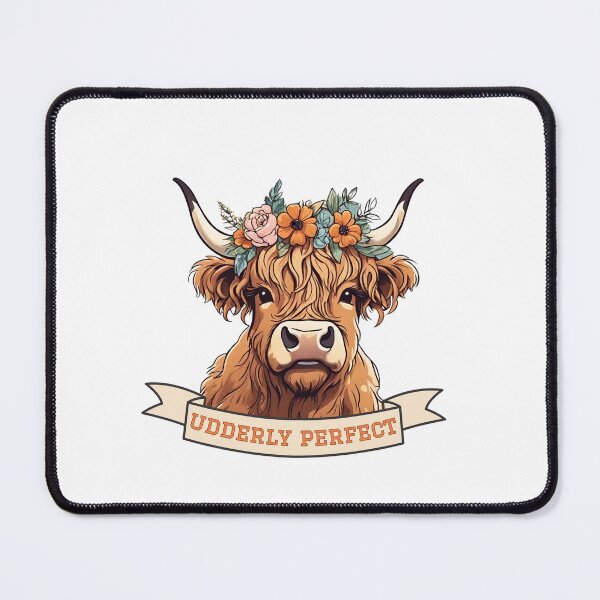 Item preview, Udderly Perfect Highland Cow with Flower Crown designed and sold by camrynangela.