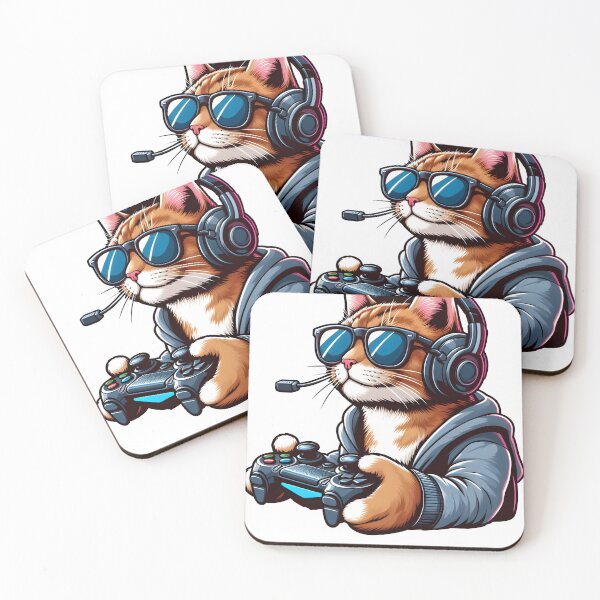 Item preview, Funny Gamer Cat In Sunglasses and Headphones designed and sold by ColorFlick.