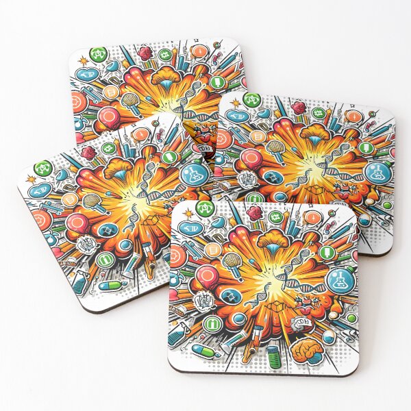 Item preview, Biotechnology Bonanza - DNA & Atoms Comic Explosion Sticker designed and sold by Molecularmerch.