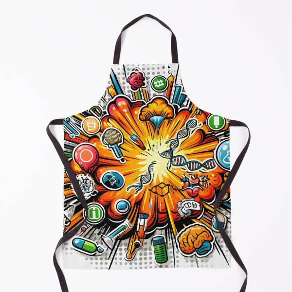 Item preview, Biotechnology Bonanza - DNA & Atoms Comic Explosion Sticker designed and sold by Molecularmerch.