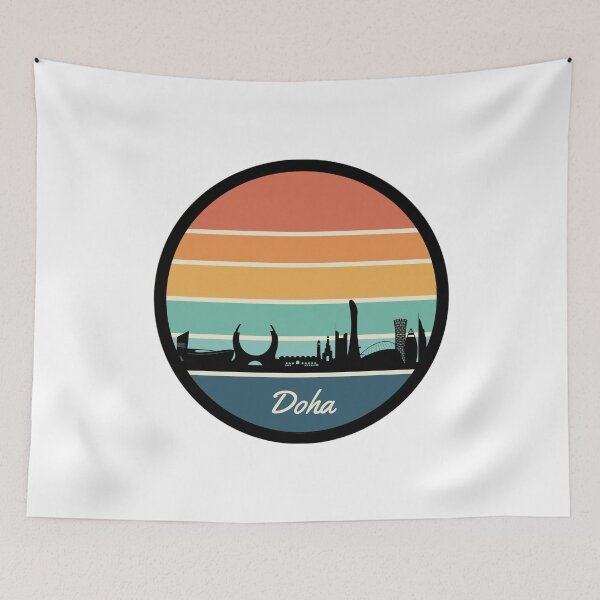 Item preview, Vintage Retro Doha Qatar City Skyline  designed and sold by DigitalLegends1.