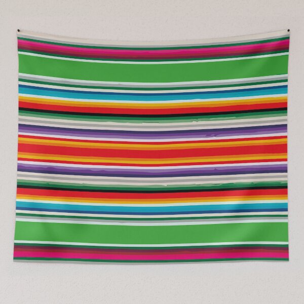 Item preview, Bright green poncho serape blanket mexican folk art maximalist decor designed and sold by T-Mex.