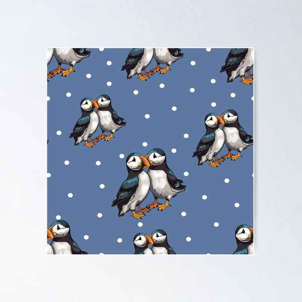 Item preview, Puffins. Sea bird pattern, Arctic birds, puffins.  Engage. Watercolours designed and sold by Anastasiia Yurevych.