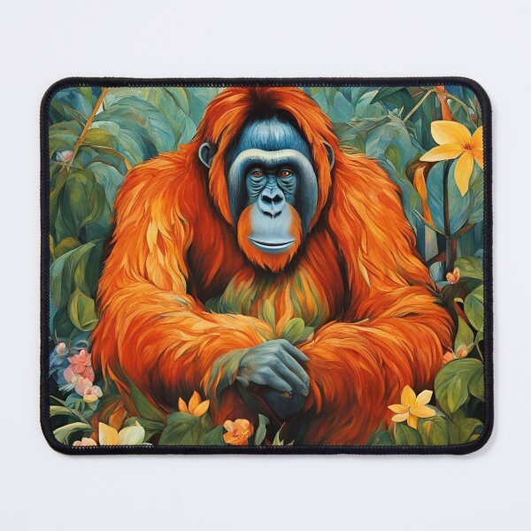 Item preview, A magnificent orangutan among tropical leaves and flowers. designed and sold by Natalia-Vlad.