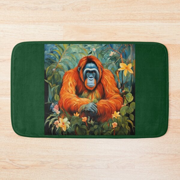 Item preview, A magnificent orangutan among tropical leaves and flowers. designed and sold by Natalia-Vlad.