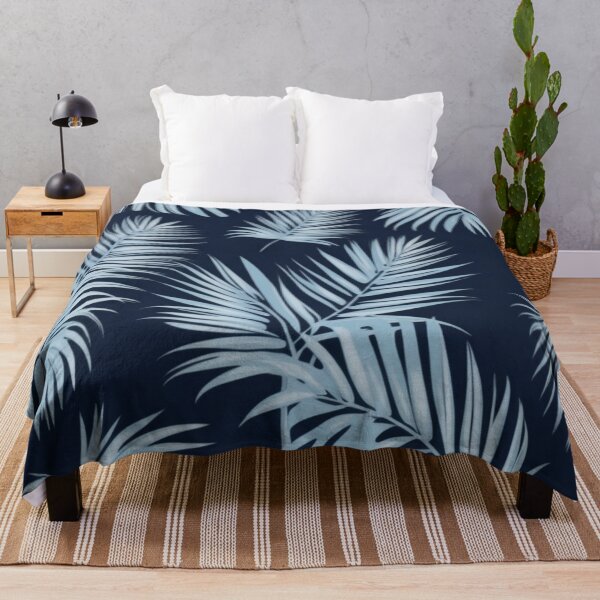 Item preview, RogerPattern - "Light Blue Palms on Navy Blue: Tropical Elegance" designed and sold by RogerPattern.