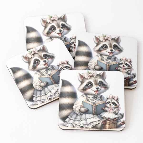 Item preview, Cute Racoon reads a book! designed and sold by fribabywonder.
