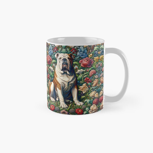 Artikelvorschau, Garden Guardian: Edler Bulldog zwischen Blüten entworfen und verkauft von Suzana Djordjevic.