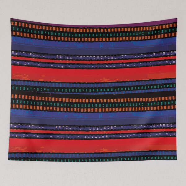 Item preview, Royal blue red stripes mexican serape blanket designed and sold by T-Mex.