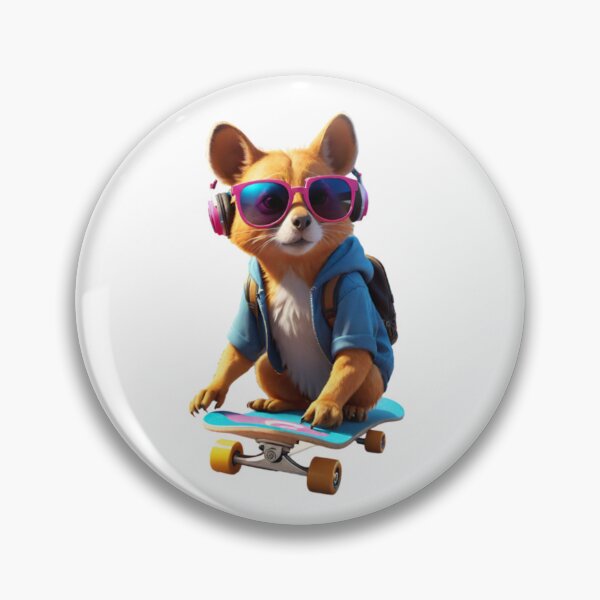 Aperçu de l'œuvre Animal, Skateboard, Créature, Doux, Lunettes, Écouteurs, Bleu, Rose créée et vendue par Ciarka.