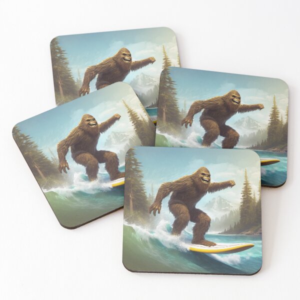 Item preview, Bigfoot Sasquatch Surfing Big Wave designed and sold by FunnyT-Shirts.