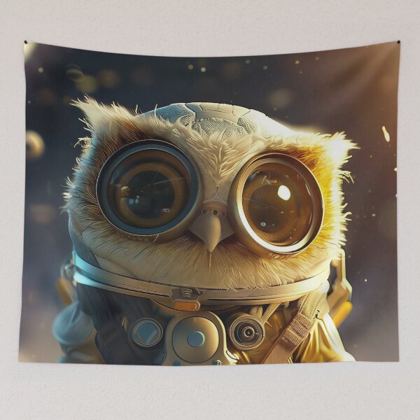 Item preview, Curious Cute Owl Astronaut Exploring Vastness of Outer Space designed and sold by Mullet Monkey.