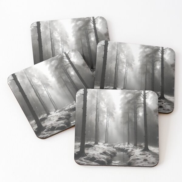 Item preview, Foggy Morning Monochromatic Scandinavian Forest designed and sold by ShadeScapeArt.