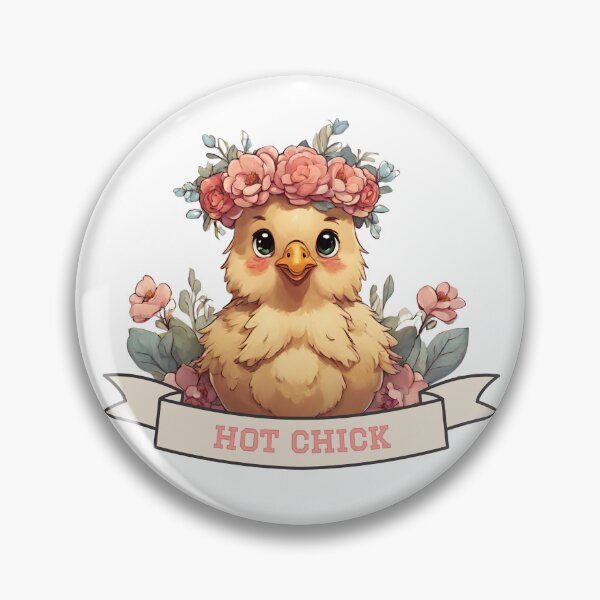 Item preview, Hot Chick Pun Cute Chick Chicken with Flower Crown designed and sold by camrynangela.