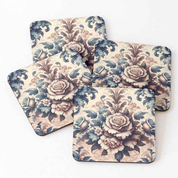 Item preview, Dusk Mauve & Blue Ombre Damask With Roses designed and sold by DesignsByPrnces.
