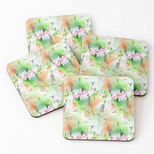 Item preview, Garden Whispers: Hummingbirds in a Floral Embrace designed and sold by Moisky Patterns.