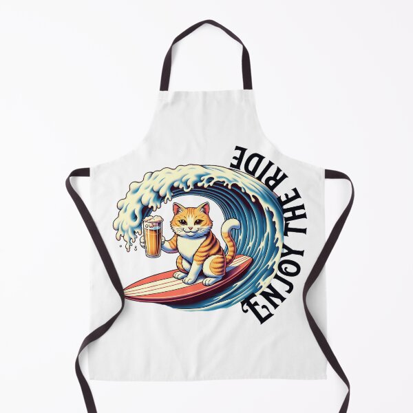 Item preview, Enjoy the ride retro cat on a surf board designed and sold by BrewersCorner.