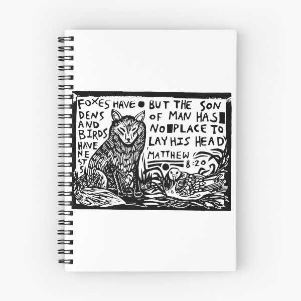 Item preview, Foxes have Dens and Birds have Nests but the Son of Man has no place to Lay his Head Linocut Image designed and sold by SarahFullerArt.