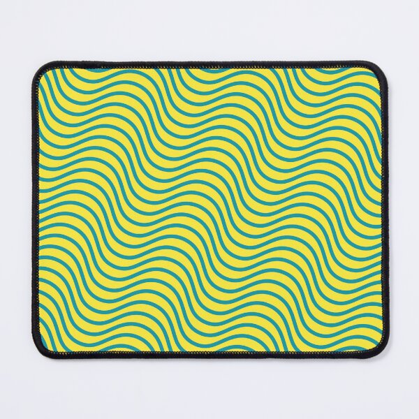 Item preview, Blue Curly Waves Swaying Lines Yellow Borderless Blueprint designed and sold by Alchemy-A-La-G.