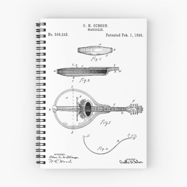 Artikelvorschau, Mandoline 1898 Vintage Patent Art White Hintergrund entworfen und verkauft von Peek-Designs.