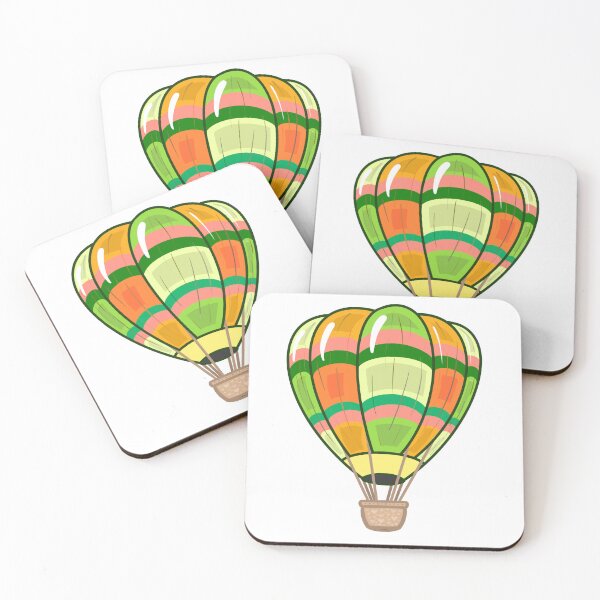 Item preview, Hot air balloon with green and salmon lines designed and sold by OnlyStickersEle.