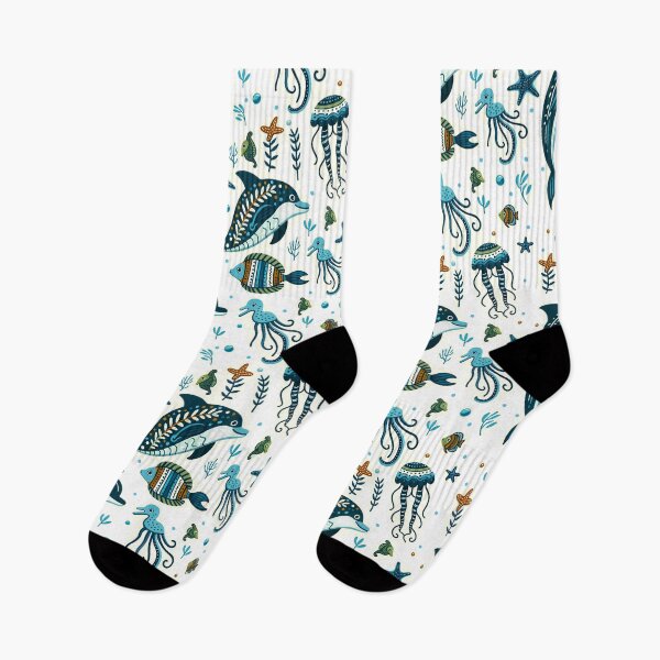 Item preview, colorful drawing of sea creatures on a blue background designed and sold by LuppyShop.