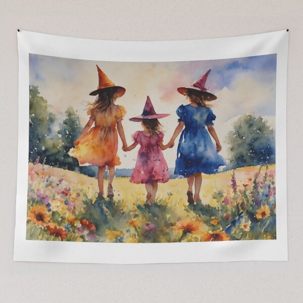 Item preview, Little Summer Witches Playing in the Meadow designed and sold by Lyra The Lavender Witch.