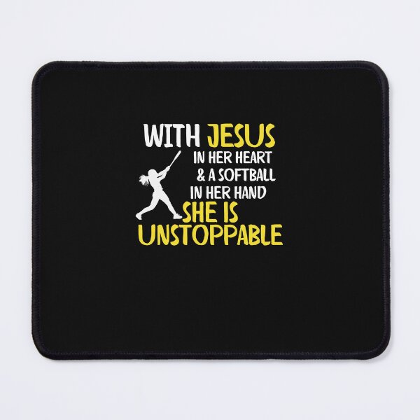 Item preview, With Jesus In Her Heart And A Softball In Her Hand She Is Unstoppable Cute Inspirational Christian Softball Player designed and sold by lou731.