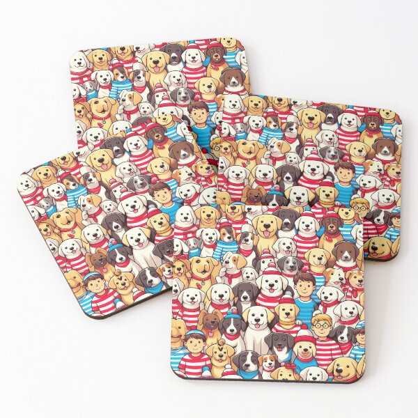 Item preview, Whimsical Woofs Striped Pals in a Festive Mood designed and sold by ArtComixHaven.