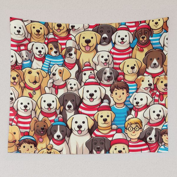 Item preview, Whimsical Woofs Striped Pals in a Festive Mood designed and sold by ArtComixHaven.