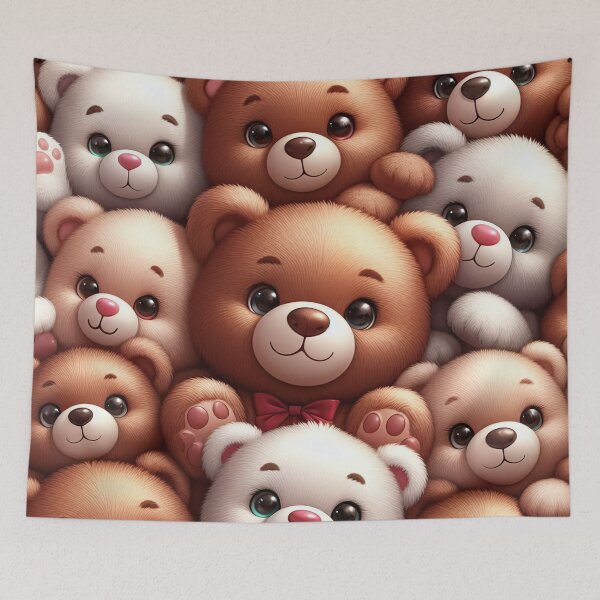 Item preview, Snuggly Bear Assembly Whimsical Quilt Cover Artwork Delight designed and sold by ArtComixHaven.