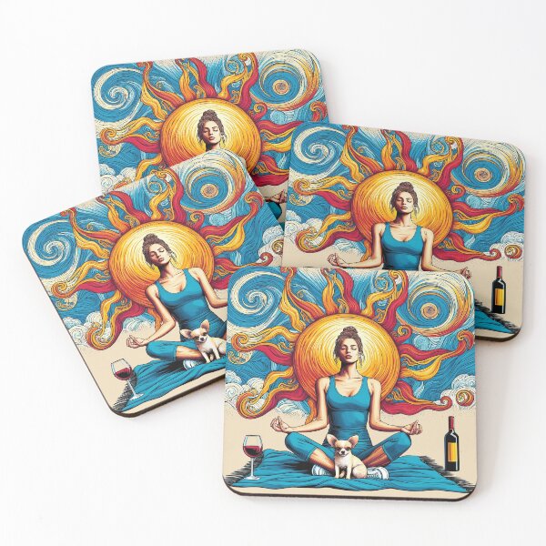 Item preview, Woman chihuahua and Wine Bottle Meditation designed and sold by bunnyboiler.