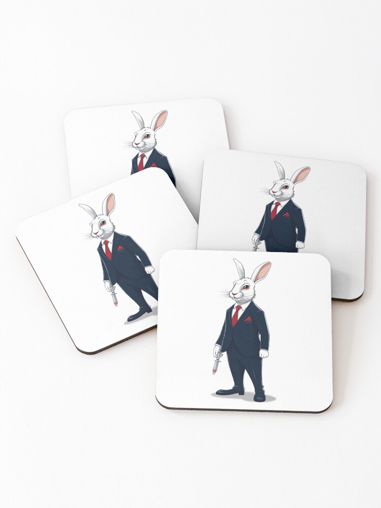 Thumbnail 1 of 5, Coasters (Set of 4), Gangster Rabbit designed and sold by omerfdln34.
