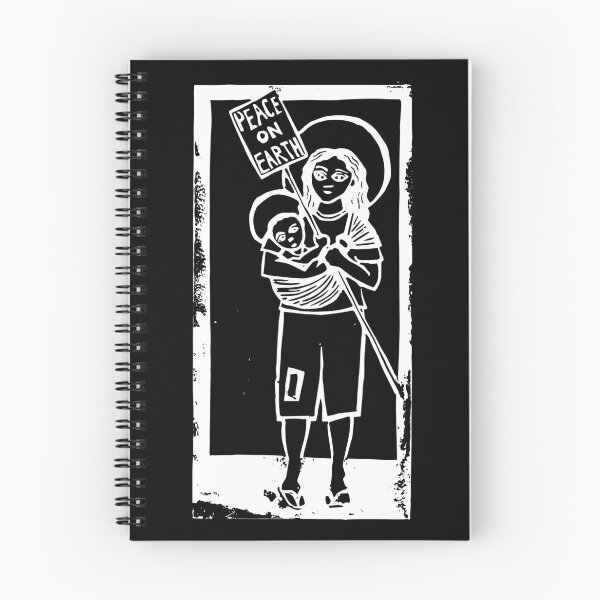 Item preview, Mary and Jesus Linocut Image WHITE INK designed and sold by SarahFullerArt.