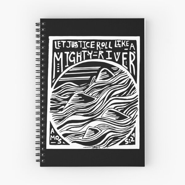 Item preview, Let Justice Roll like a Mighty River Linocut Design WHITE INK designed and sold by SarahFullerArt.
