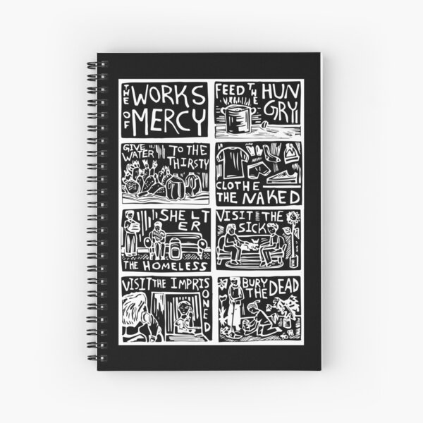 Aperçu de l'œuvre Les œuvres de Miséricorde Linocut Image ENCRE BLANCHE créée et vendue par SarahFullerArt.