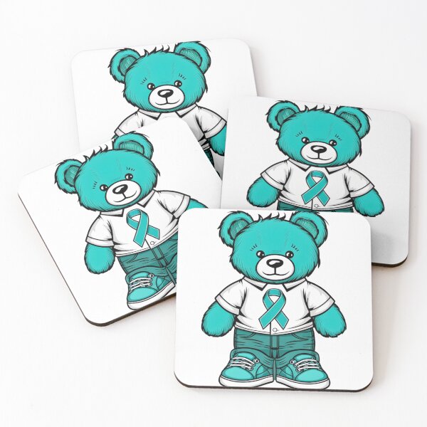 Item preview, Teal Teddy Bear Wearing Trigeminal Awareness Ribbon Shirt designed and sold by aprilsims.