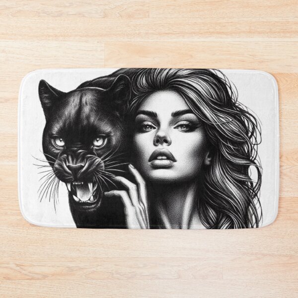 Item preview, “Feminine power incarnate: a woman and her black panther” designed and sold by CHRIST5000.