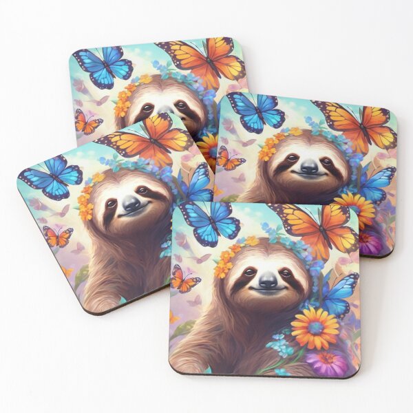 Item preview, Sloth With Butterflies In Flower Garden designed and sold by FunnyT-Shirts.