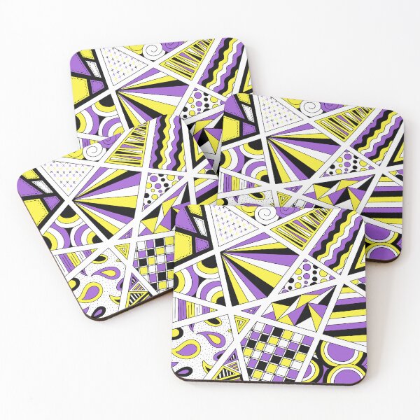 Item preview, Nonbinary Pride Zen Doodle Abstract Modern Yellow Purple designed and sold by JoyfulJen.