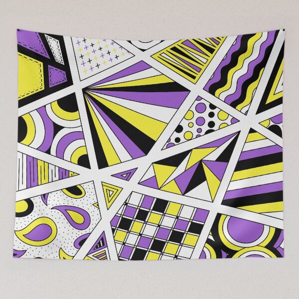 Item preview, Nonbinary Pride Zen Doodle Abstract Modern Yellow Purple designed and sold by JoyfulJen.