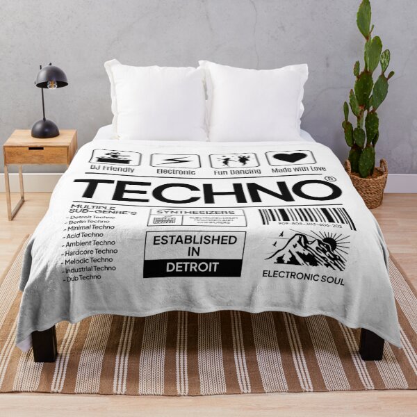 Item preview, TECHNO - Product Label (Black) designed and sold by Discothreadz.