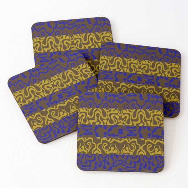 Item preview, Brown on Blue and Gold Squiggle Stripes designed and sold by GreyMoonForest.