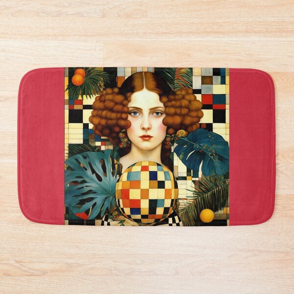 Item preview, Woman with a ball on the background of a checkerboard pattern. designed and sold by Natalia-Vlad.