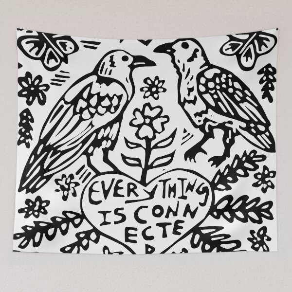 Item preview, Ravens: "Everything is Connected" Linocut Image designed and sold by SarahFullerArt.
