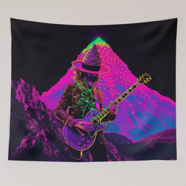 Item preview, Black Light Guitar Wizard Psychedelic Art: Unleash Your Inner Rockstar designed and sold by Mystikos Art.